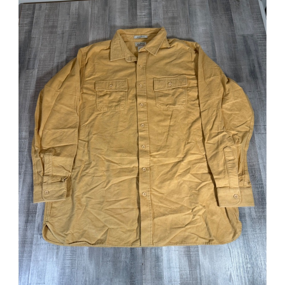 LL Bean Chamois Cloth Shirt Mens XXL Tall Yellow Traditional Fit Cotton Flannel